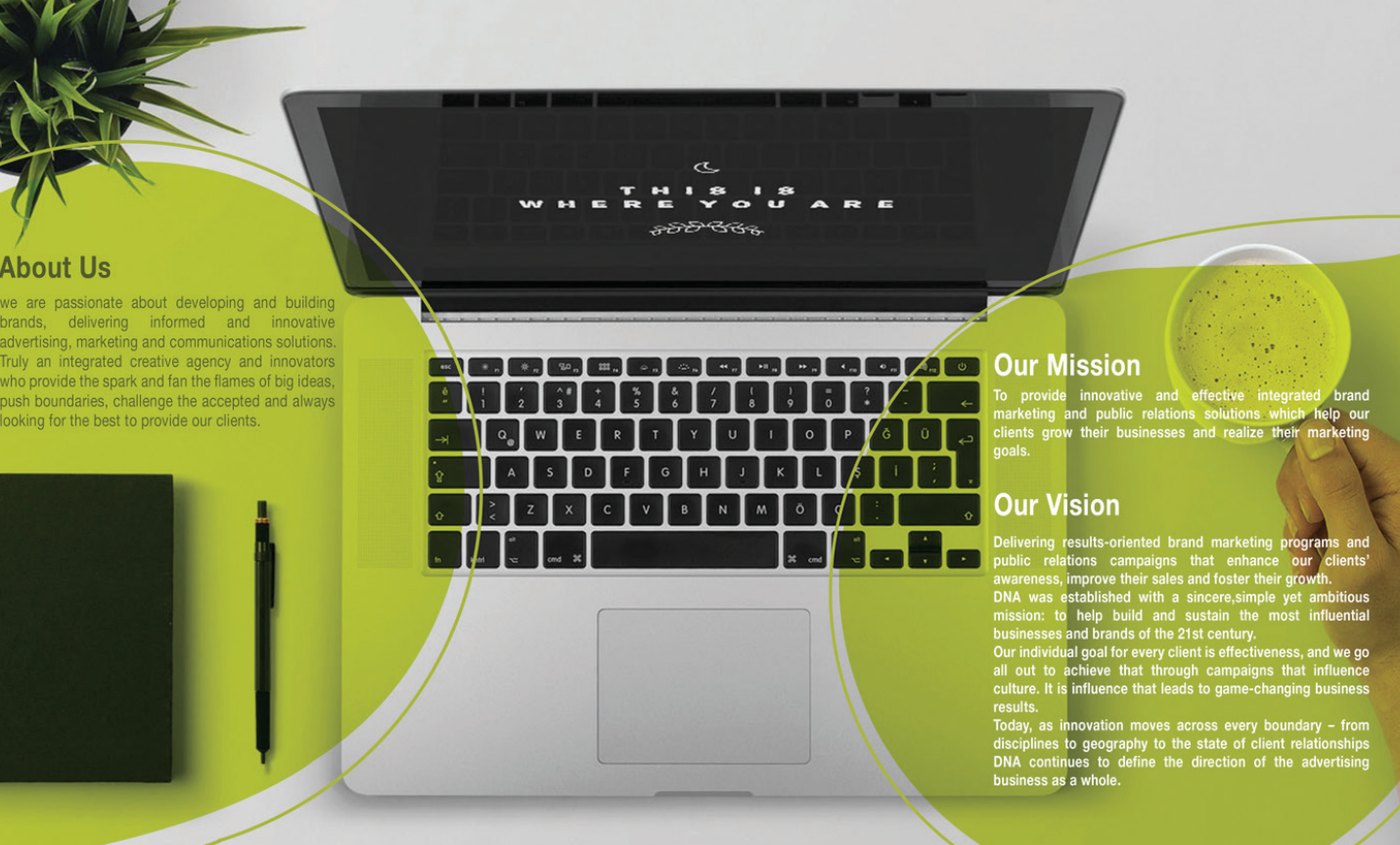 Creative planning laptop workspace